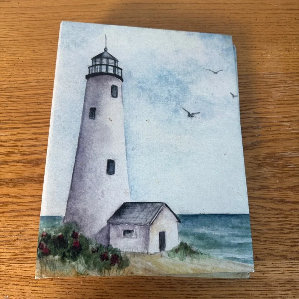 Lighthouse Watercolor Nautical Photo Album Binder Coastal Seaside Memory Book
